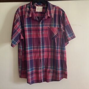 Original Waterproof Vintage Brand Short Sleeve Plaid  Shirt  2XL
